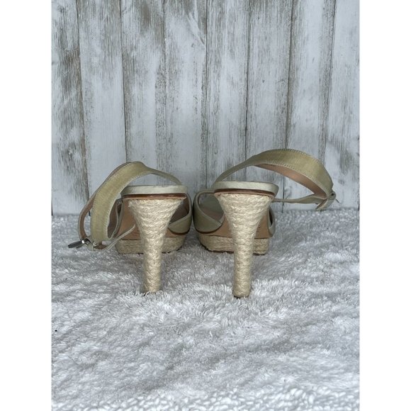 Via Spiga Heeled Sandals Sage Green With Twine Soles Size 10 M - Picture 5 of 11